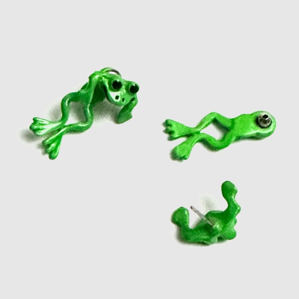 2 for $20 Vintage Green Frog Earrings